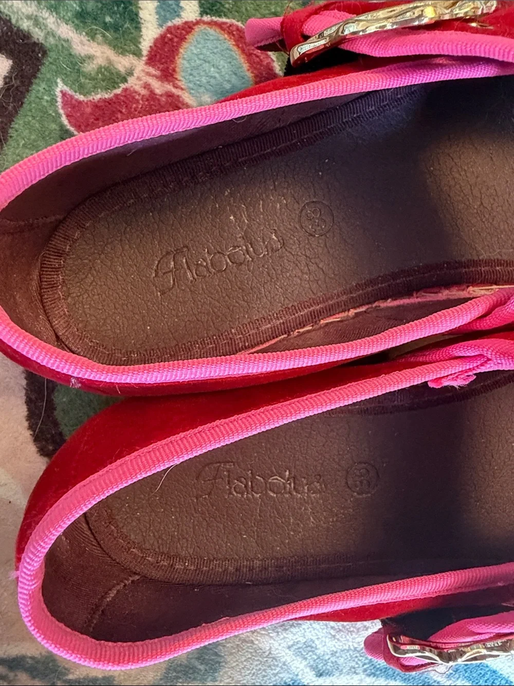 Flabelus velvet Mary Jane flat with big buckle size 38